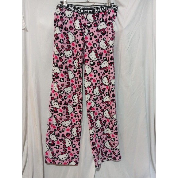 Hello Kitty By Sanrio 2012 Pink Cheetah Print Pajama Pants Medium   Soft - Picture 1 of 9